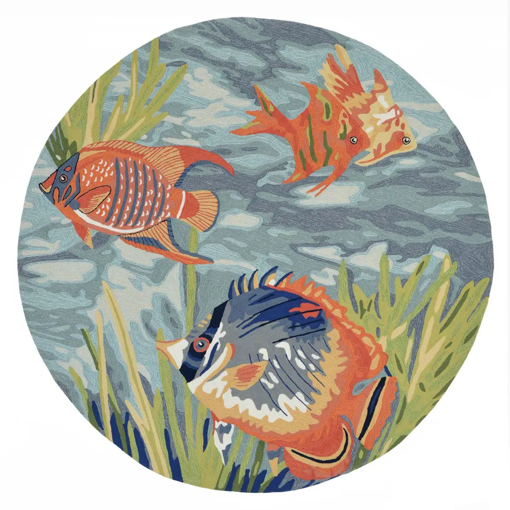 Liora Manne Ravella Tropical Fish Indoor/Outdoor Area Rug Ocean 8' Round