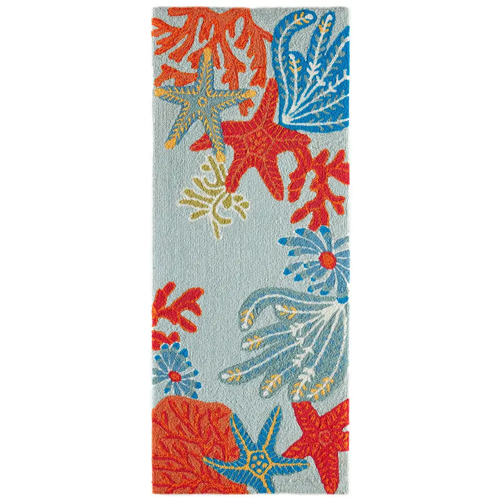 Liora Manne Ravella Ocean Scene Indoor/Outdoor Area Rug Aqua 2' x 5'