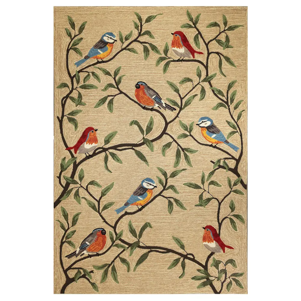 Liora Manne Ravella Birds On Branches Indoor/Outdoor Area Rug Natural 3'6
