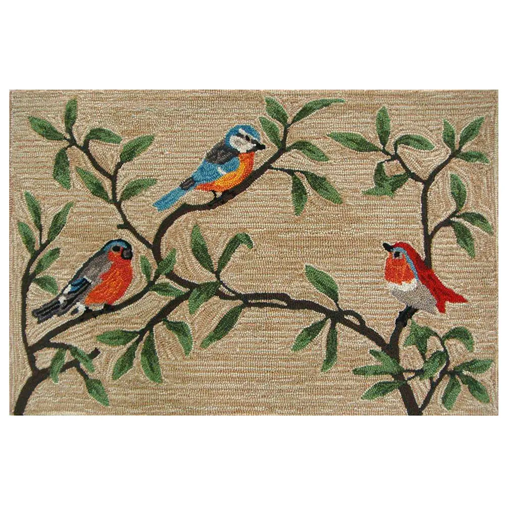 Liora Manne Ravella Birds On Branches Indoor/Outdoor Area Rug Natural 2' x 3'