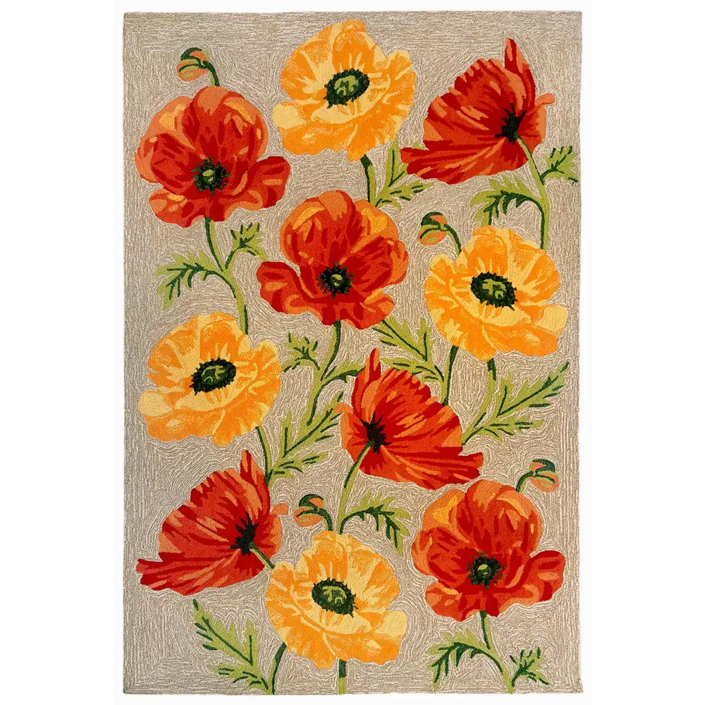 Liora Manne Ravella Icelandic Poppies Indoor/Outdoor Area Rug Neutral 7'6