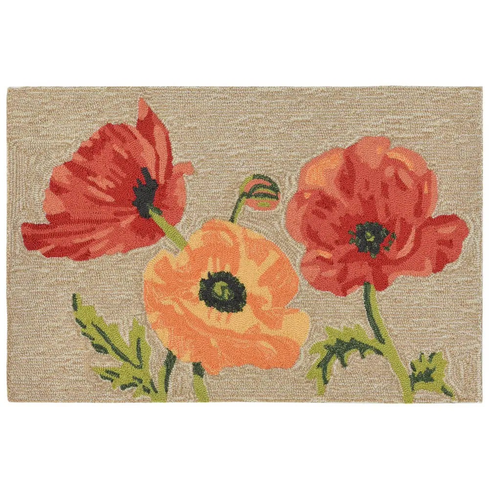 Liora Manne Ravella Icelandic Poppies Indoor/Outdoor Area Rug Neutral 2' x 3'