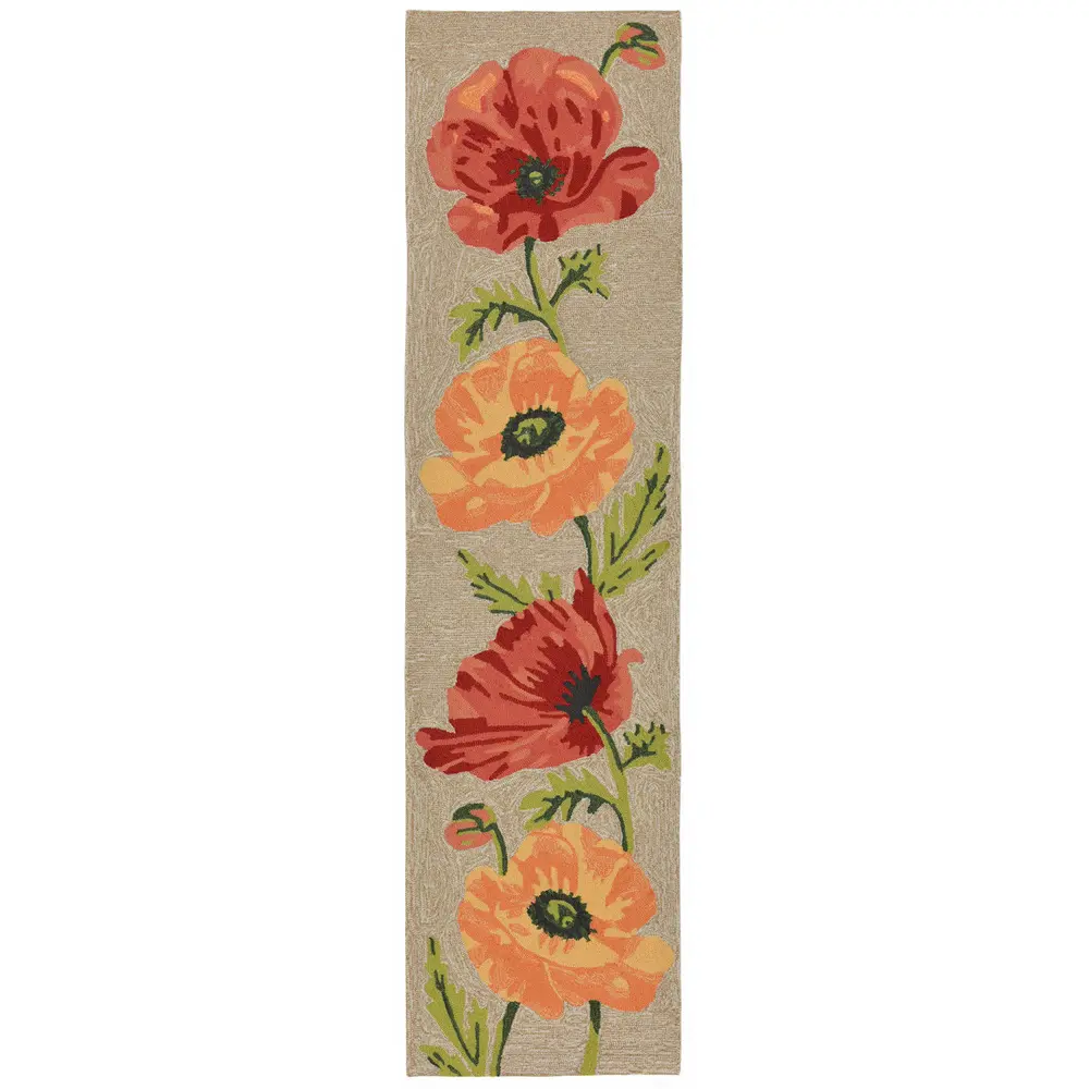 Liora Manne Ravella Icelandic Poppies Indoor/Outdoor Area Rug Neutral 2' x 8'