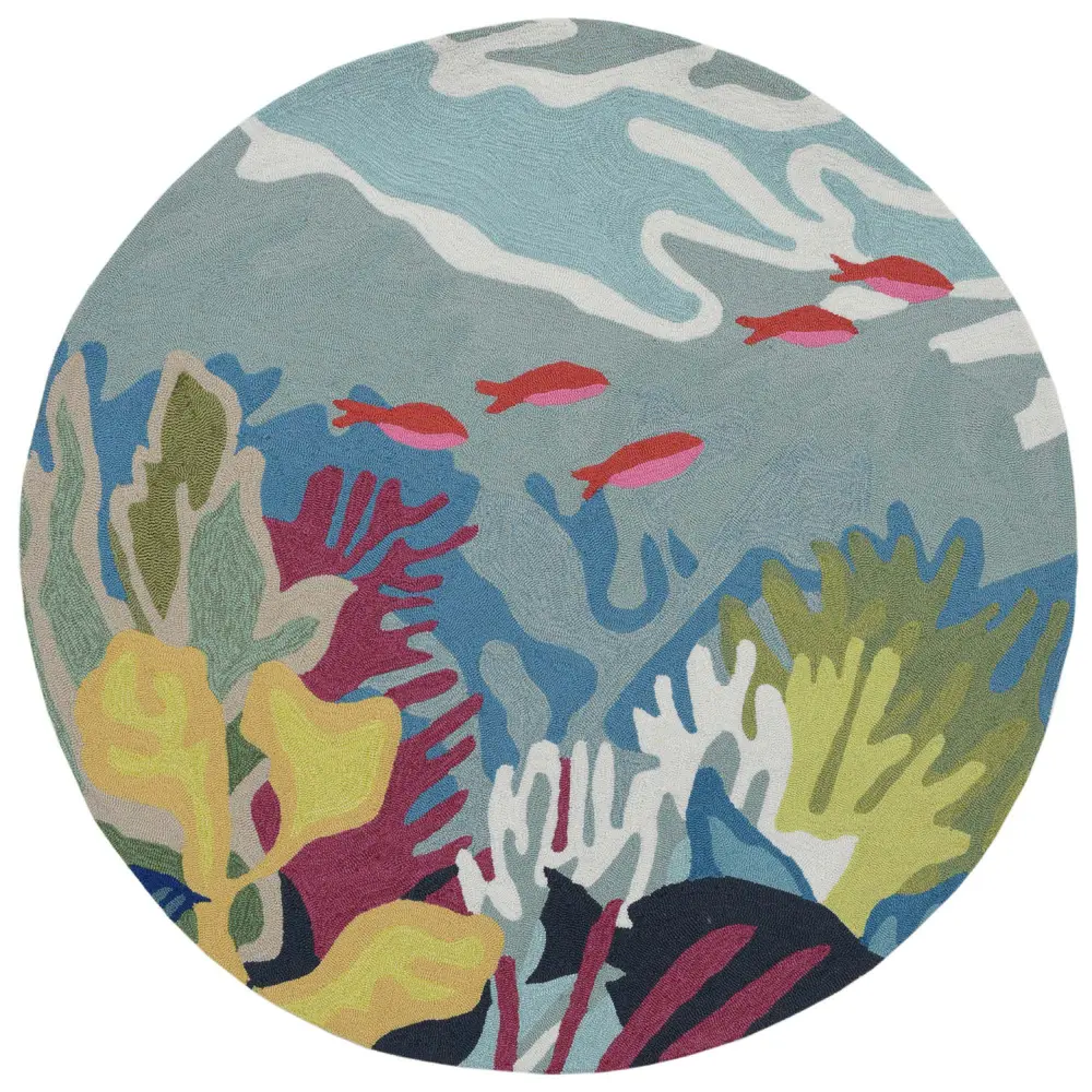 Liora Manne Ravella Ocean View Indoor/Outdoor Area Rug Blue 5' Round