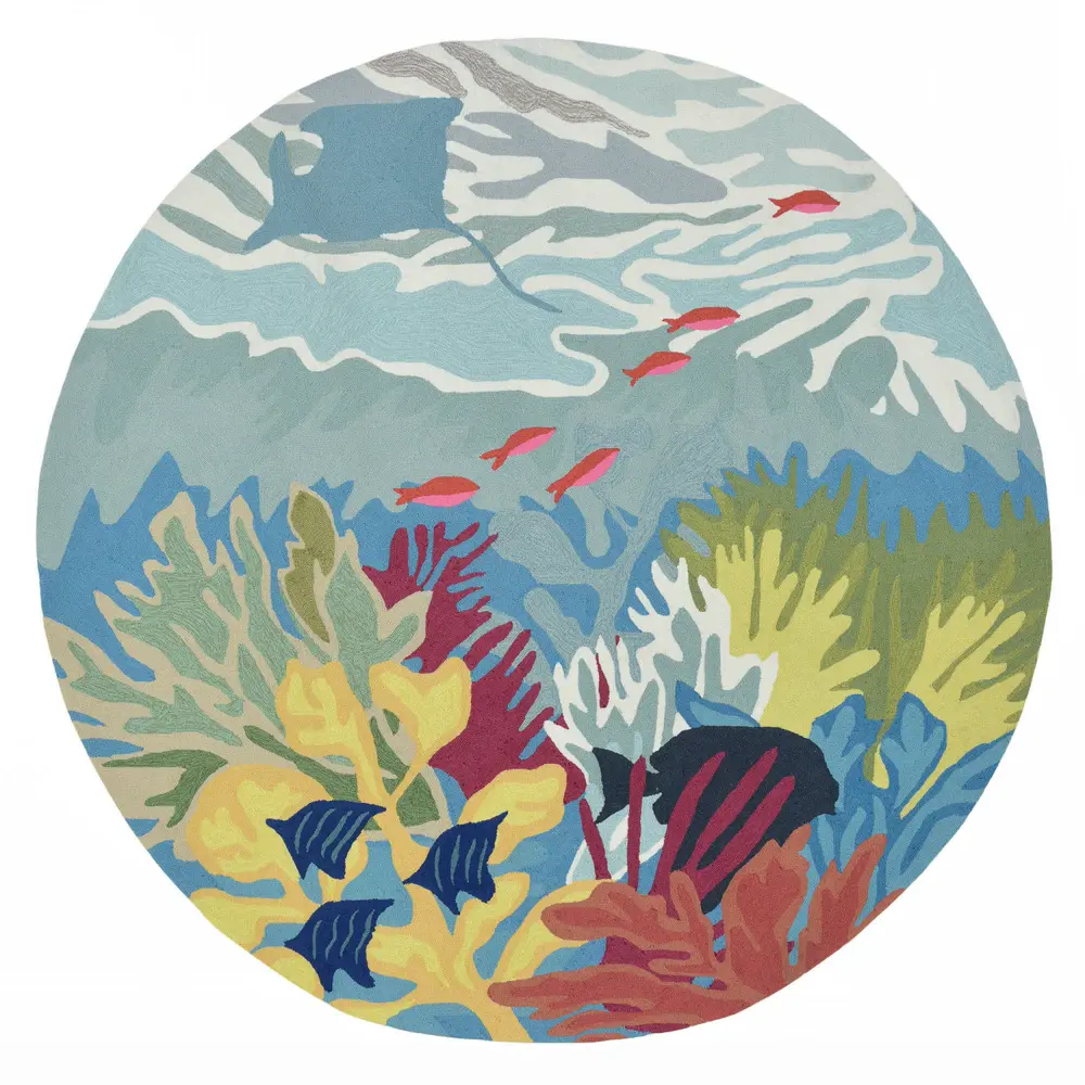 Liora Manne Ravella Ocean View Indoor/Outdoor Area Rug Blue 8' Round