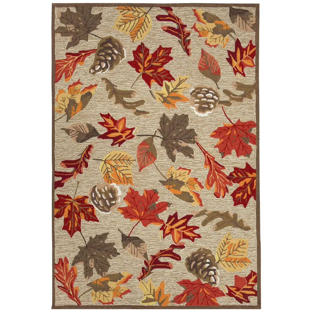 Liora Manne Ravella Falling Leaves Indoor/Outdoor Area Rug Natural 5' x 7'6