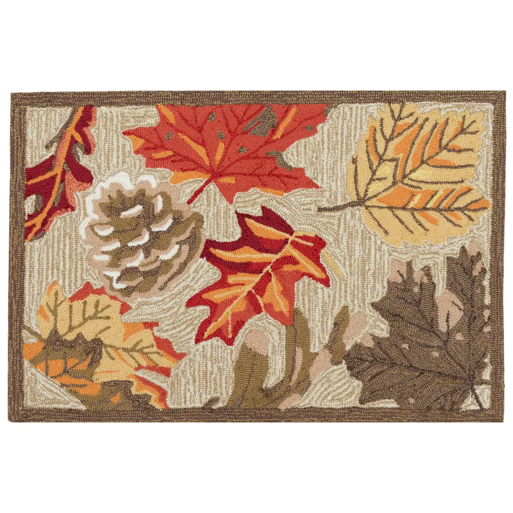 Liora Manne Ravella Falling Leaves Indoor/Outdoor Area Rug Natural 2' x 3'