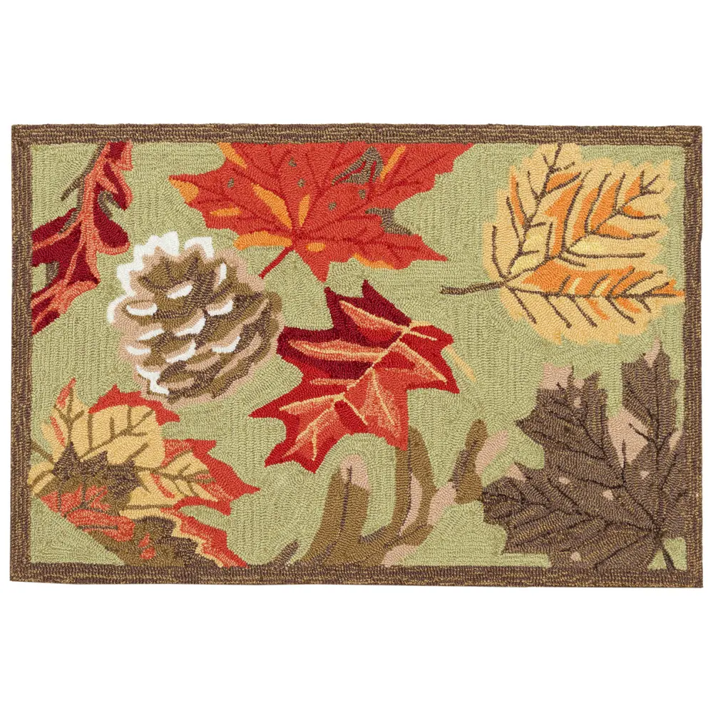 Liora Manne Ravella Falling Leaves Indoor/Outdoor Area Rug Moss 2' x 3'