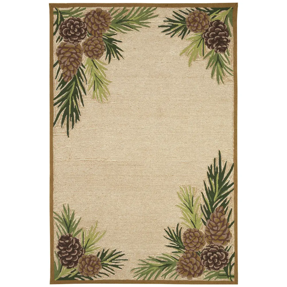 Liora Manne Ravella Forest Border Indoor/Outdoor Area Rug Natural 3'6