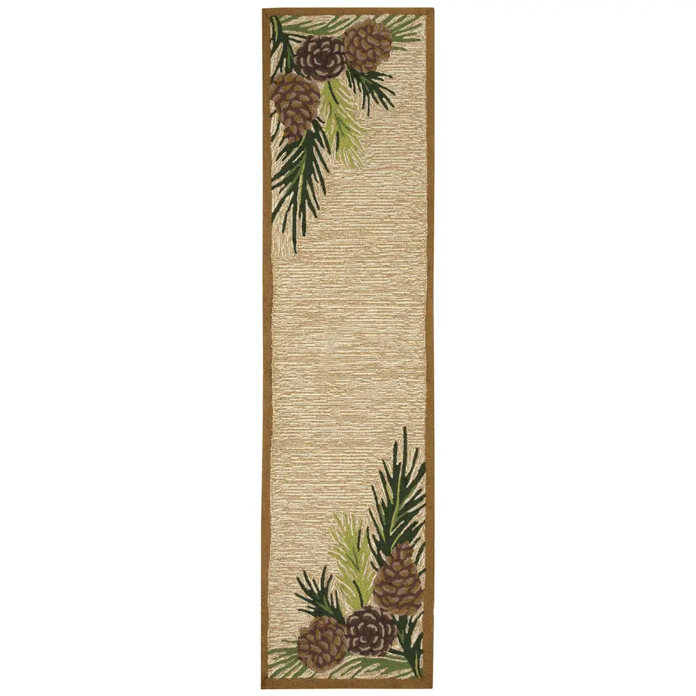 Liora Manne Ravella Forest Border Indoor/Outdoor Area Rug Natural 2' x 8'