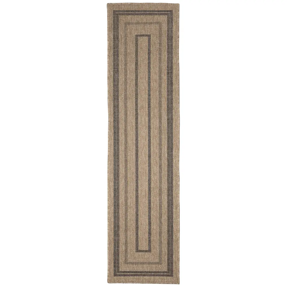 Liora Manne Sahara Multi Border Indoor/Outdoor Area Rug Natural 1'11