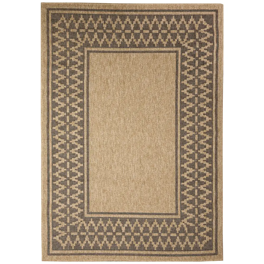 Liora Manne Sahara Diamond Border Indoor/Outdoor Area Rug Natural 5'3