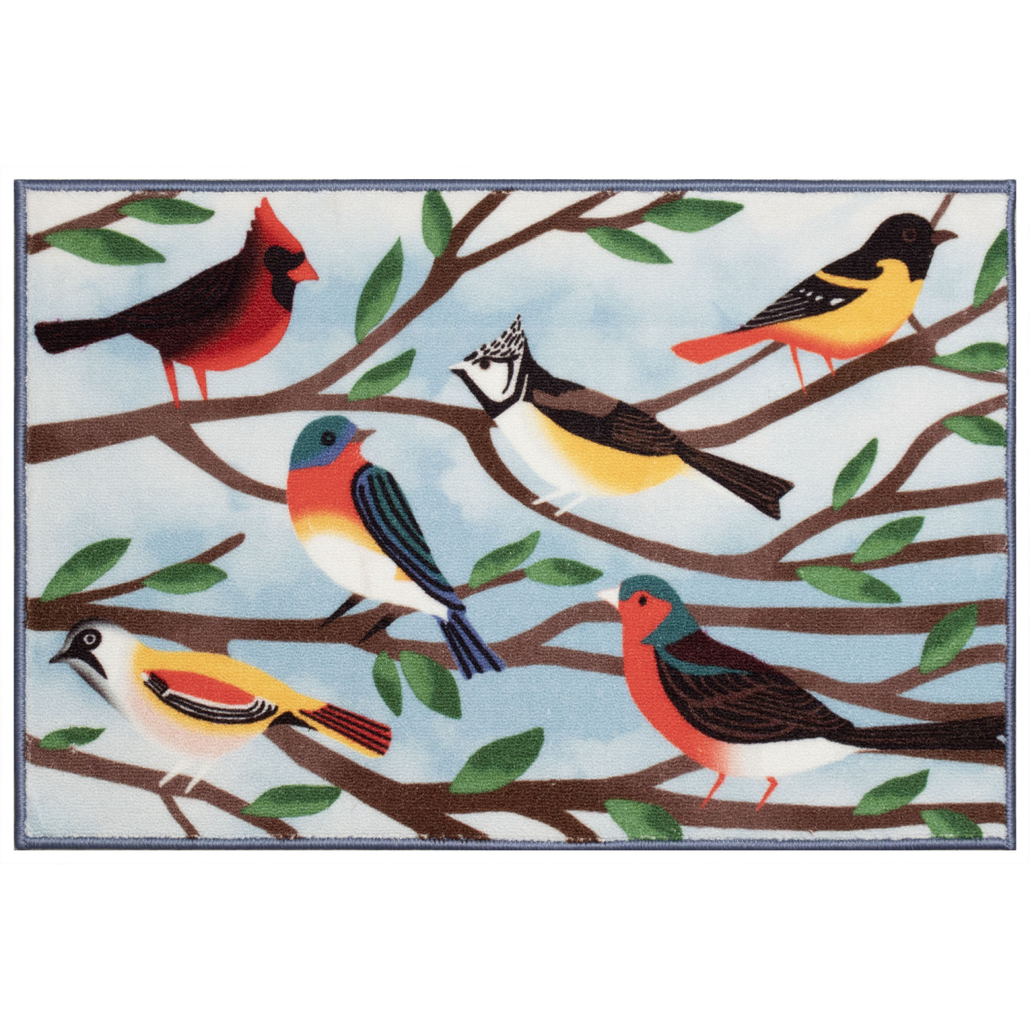 Liora Manne Siena Birds And Branches Indoor Mat Blue 2' x 2'10