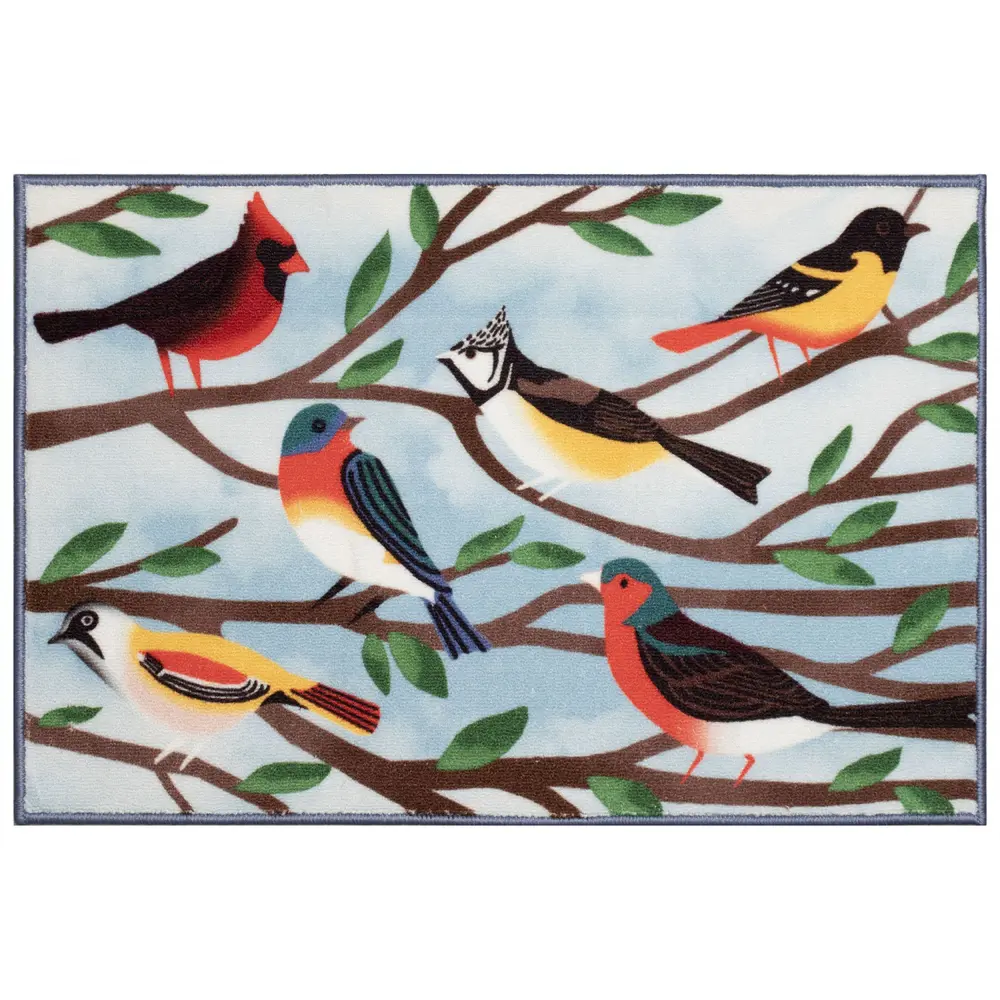 Liora Manne Siena Birds And Branches Indoor Mat Blue 2' x 2'10