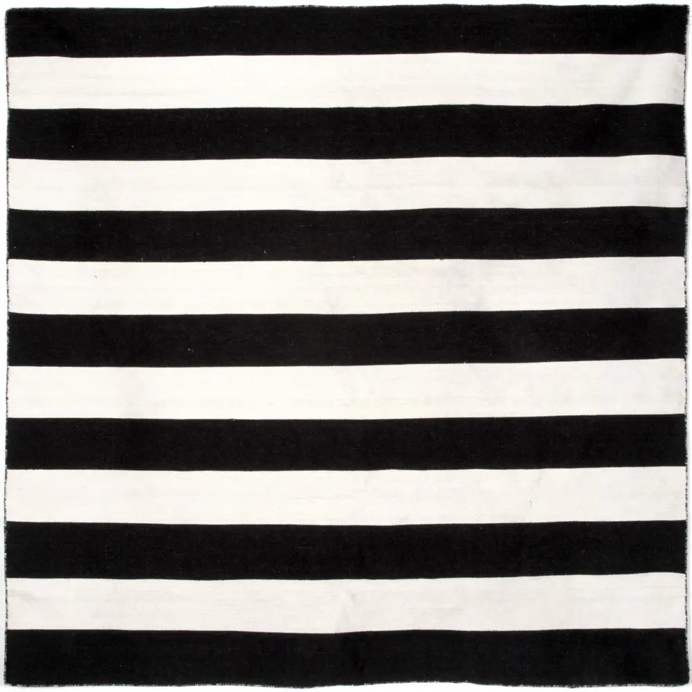 Liora Manne Sorrento Rugby Stripe Indoor/Outdoor Area Rug Black 8' Square
