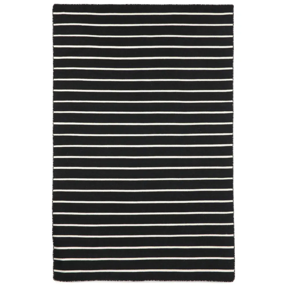 Liora Manne Sorrento Pinstripe Indoor/Outdoor Area Rug Black 5' x 7'6