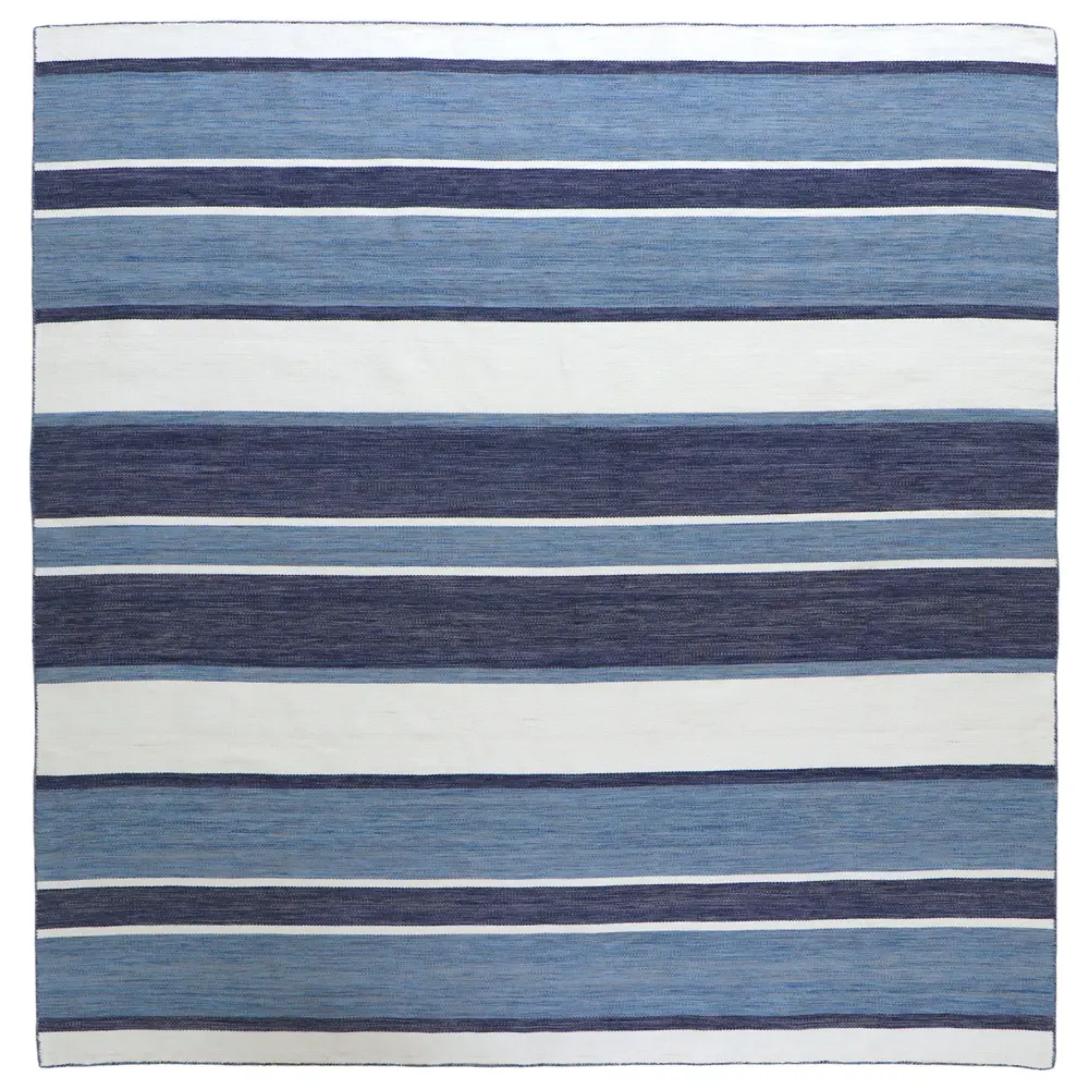 Liora Manne Sorrento Boat Stripe Indoor/Outdoor Area Rug Navy 8' Square