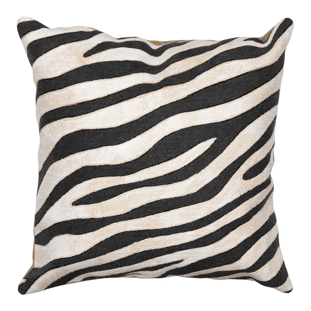Liora Manne Visions I Zebra Indoor/Outdoor Pillow Black 20