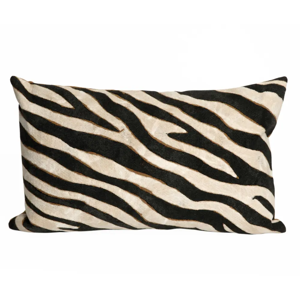 Liora Manne Visions I Zebra Indoor/Outdoor Pillow Black 12