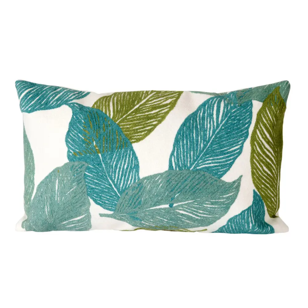 Liora Manne Visions I Mystic Leaf Indoor/Outdoor Pillow Aqua 12