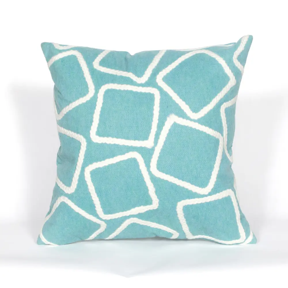 Liora Manne Visions I Squares Indoor/Outdoor Pillow Aqua 20