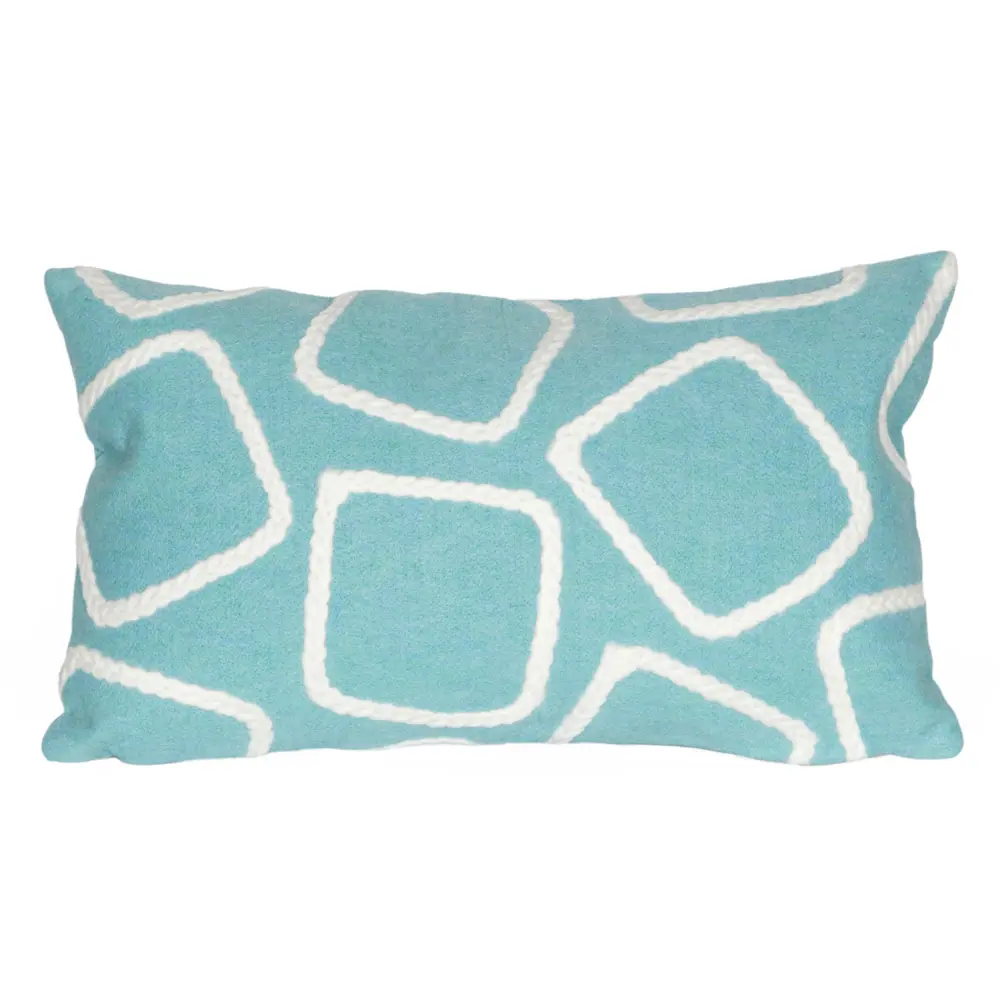 Liora Manne Visions I Squares Indoor/Outdoor Pillow Aqua 12