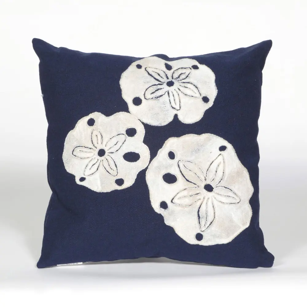 Liora Manne Visions I Sand Dollar Indoor/Outdoor Pillow Navy 20
