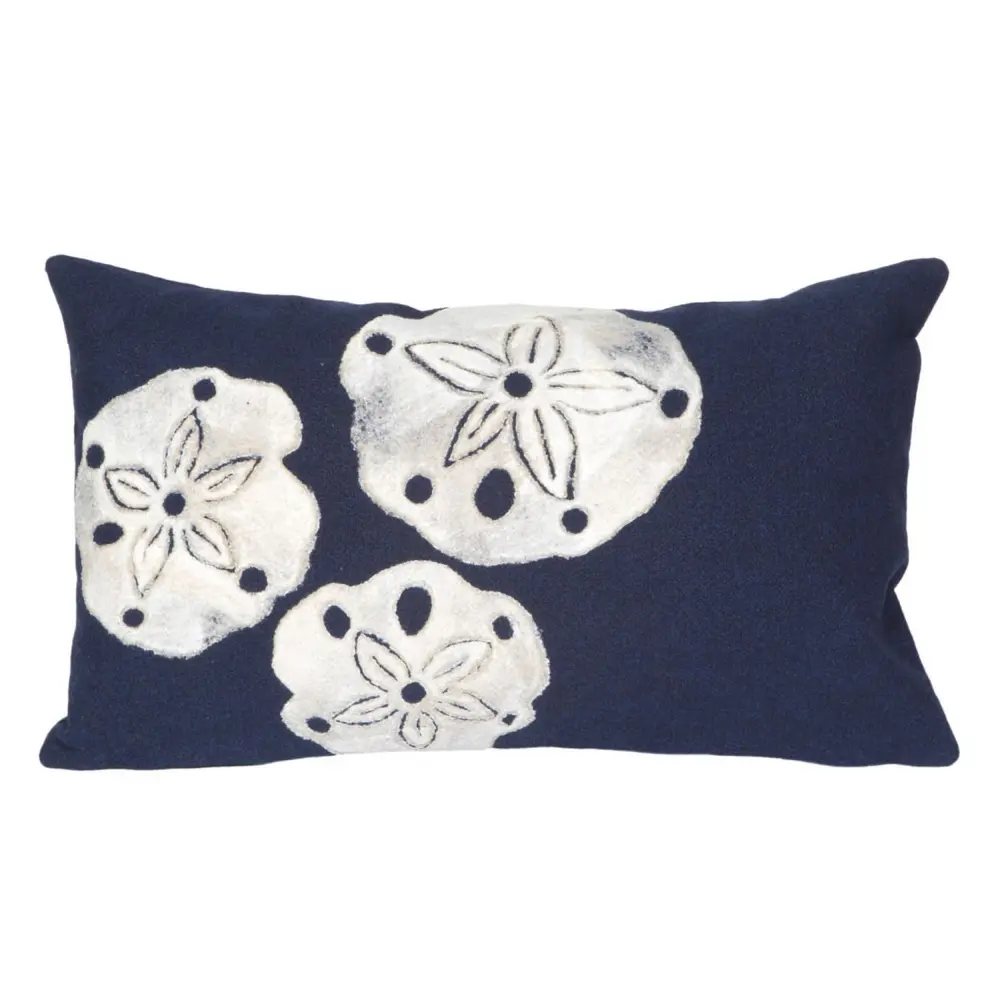 Liora Manne Visions I Sand Dollar Indoor/Outdoor Pillow Navy 12