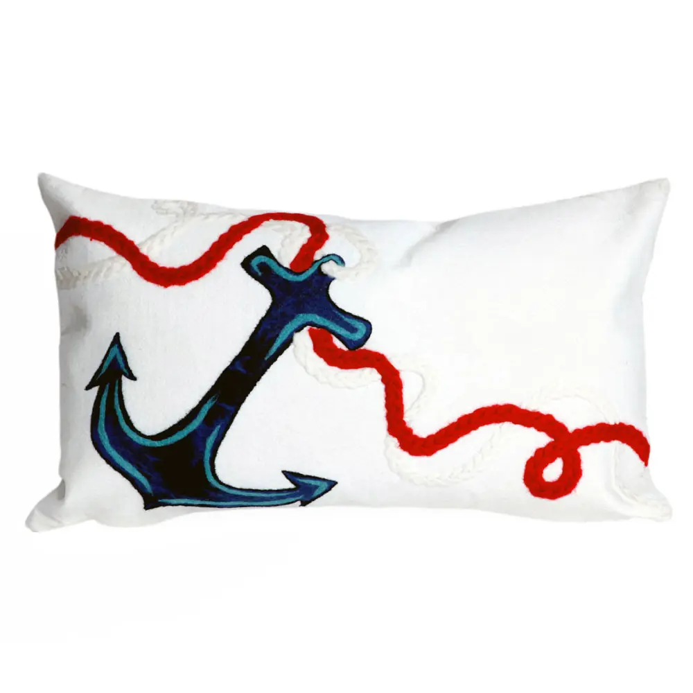 Liora Manne Visions I Anchor Indoor/Outdoor Pillow White 12