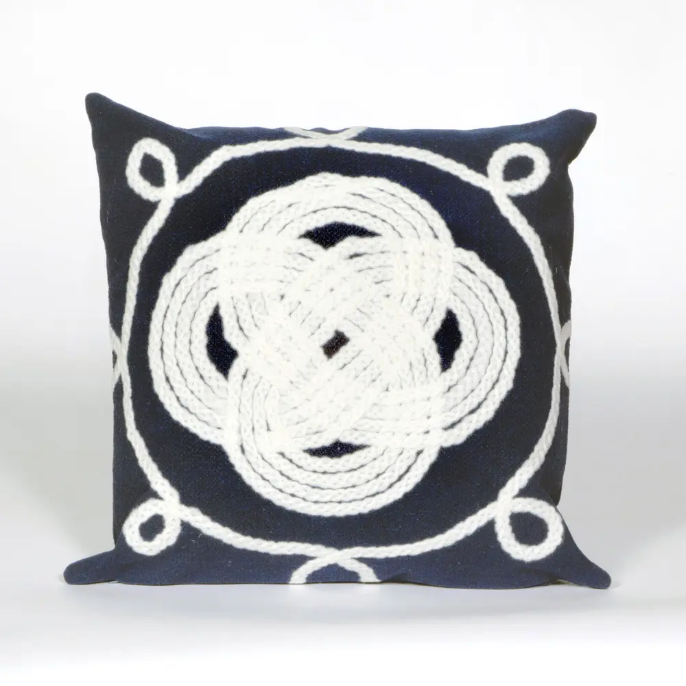 Liora Manne Visions II Ornamental Knot Indoor/Outdoor Pillow Navy 20
