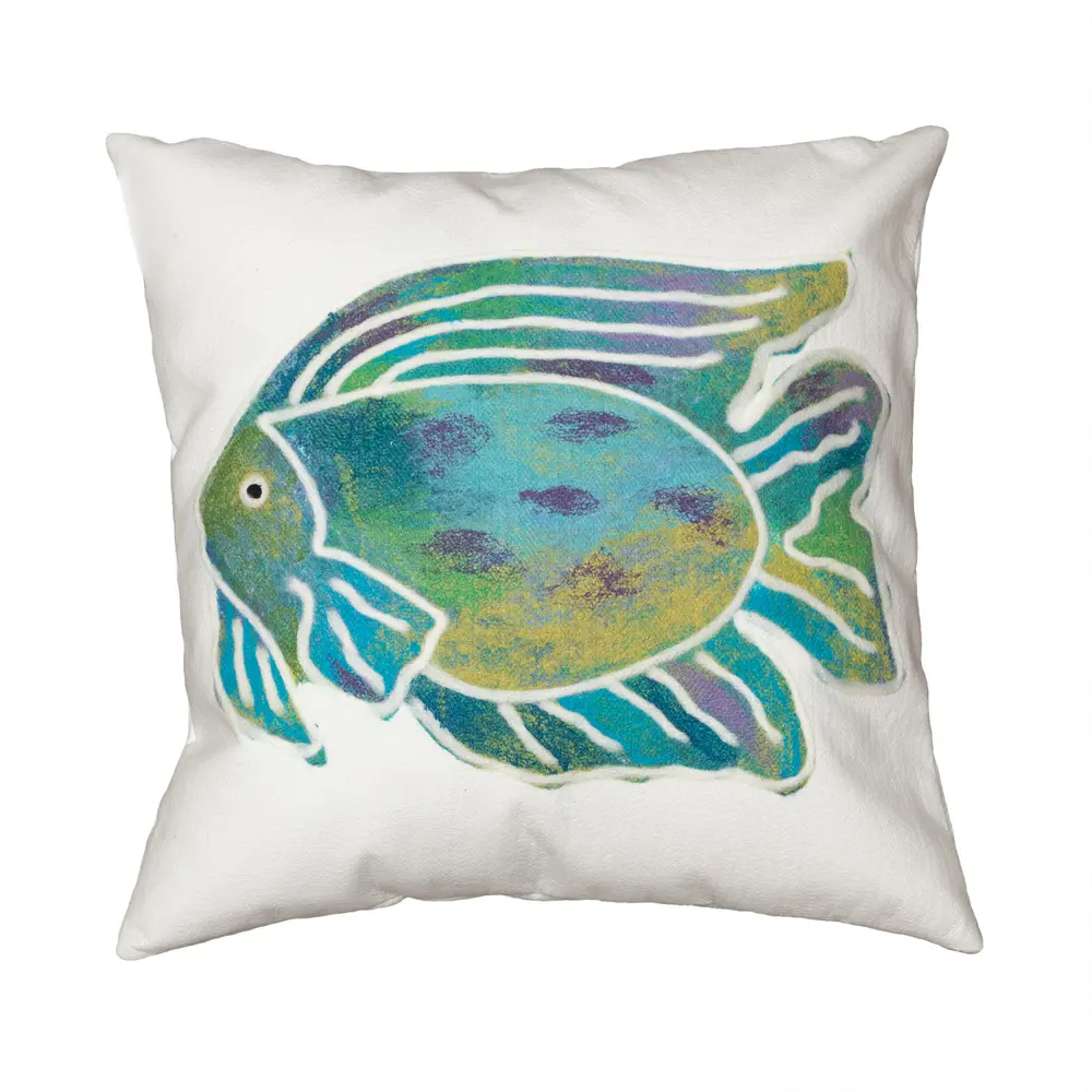 Liora Manne Visions III Batik Fish Indoor/Outdoor Pillow Aqua 20