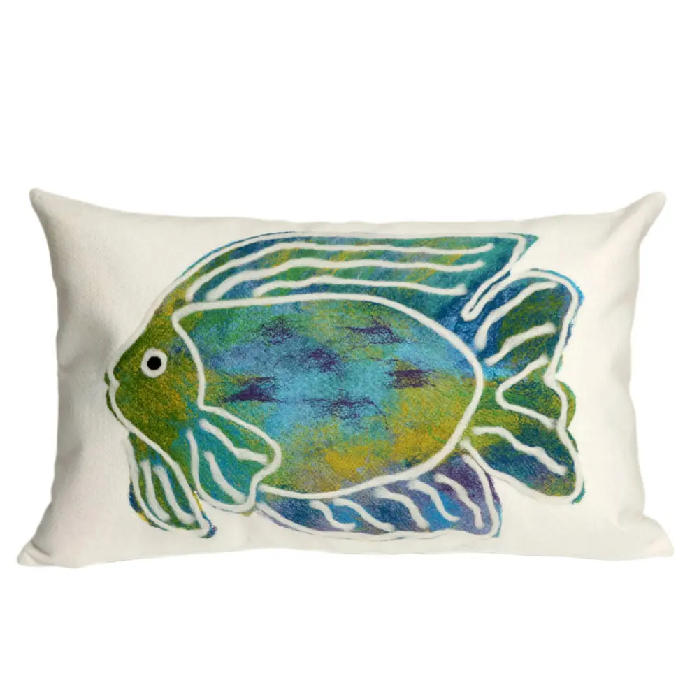 Liora Manne Visions III Batik Fish Indoor/Outdoor Pillow Aqua 12