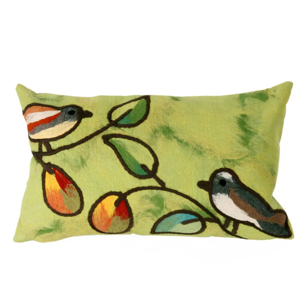Liora Manne Visions III Song Birds Indoor/Outdoor Pillow Green 12
