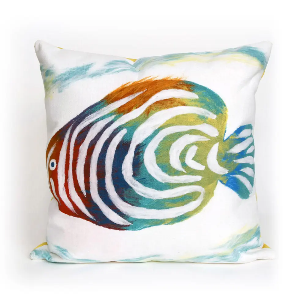 Liora Manne Visions III Rainbow Fish Indoor/Outdoor Pillow Pearl 20