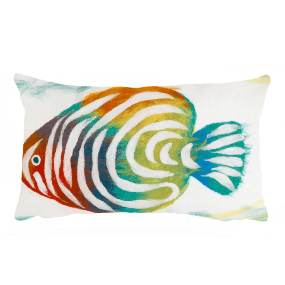 Liora Manne Visions III Rainbow Fish Indoor/Outdoor Pillow Pearl 12