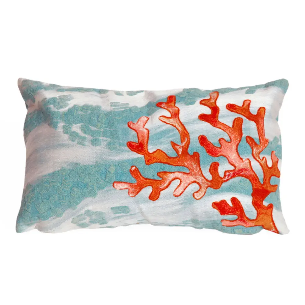 Liora Manne Visions III Coral Wave Indoor/Outdoor Pillow Aqua 12