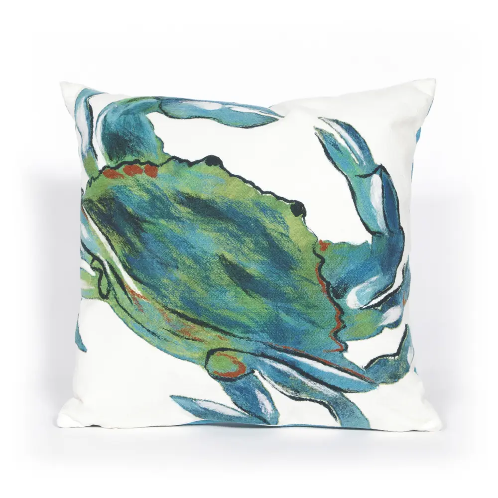Liora Manne Visions III Blue Crab Indoor/Outdoor Pillow Sea 20