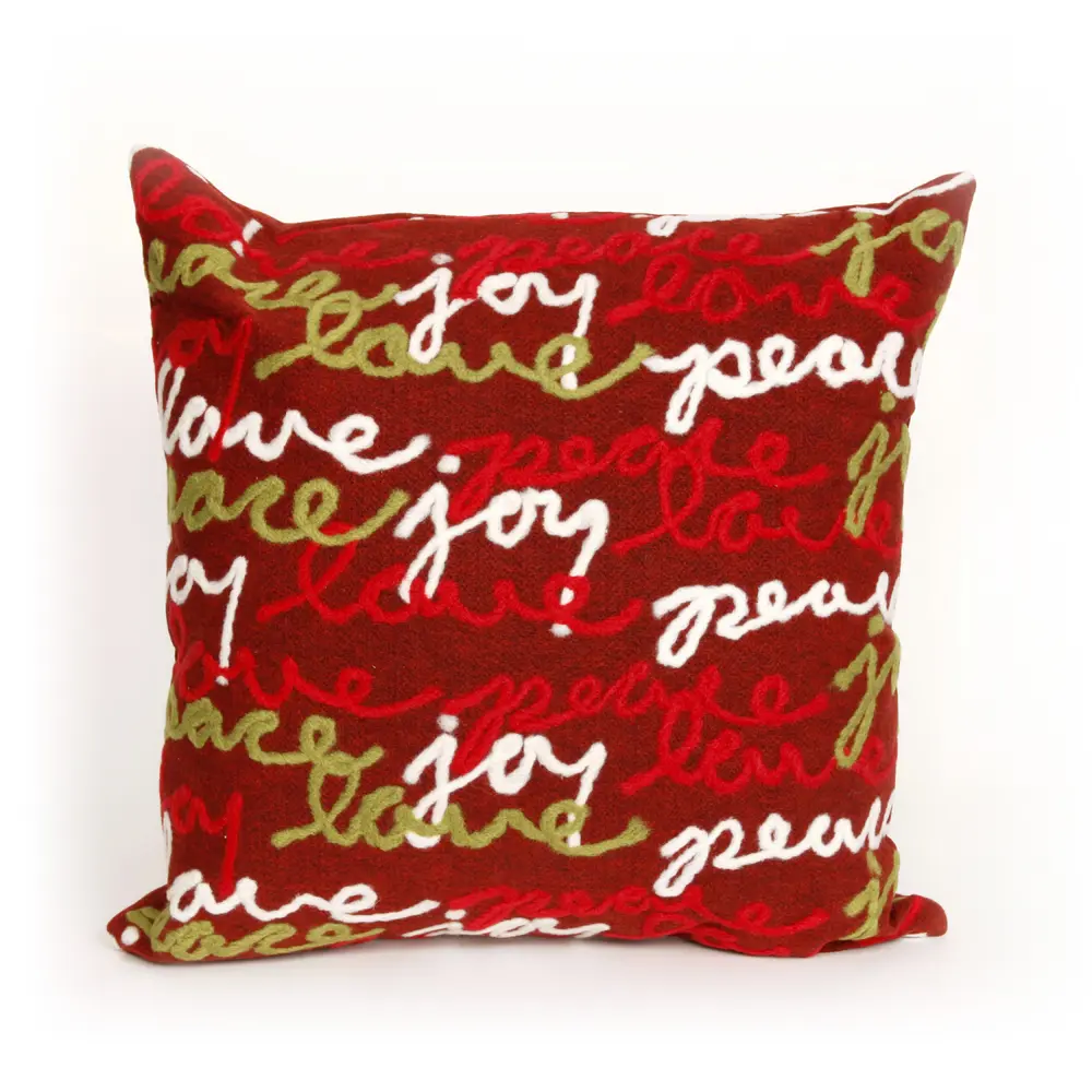 Liora Manne Visions III Peace Love Joy Indoor/Outdoor Pillow Red 20