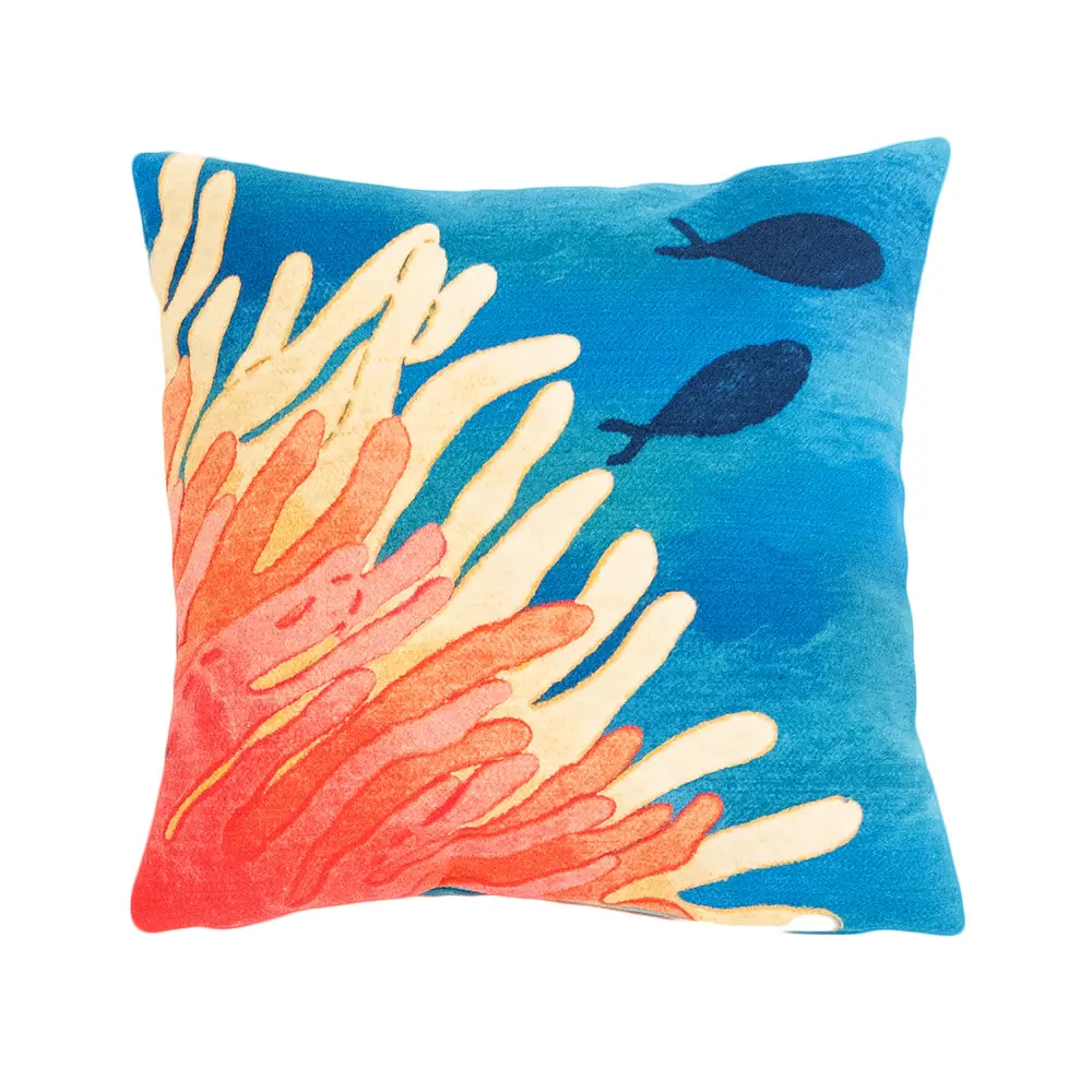 Liora Manne Visions III Reef & Fish Indoor/Outdoor Pillow Coral 20