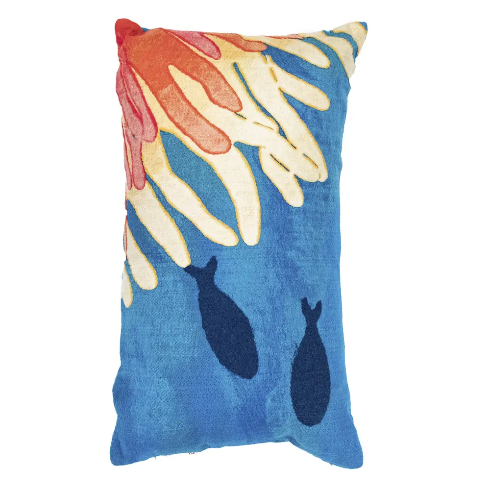 Liora Manne Visions III Reef & Fish Indoor/Outdoor Pillow Coral 12