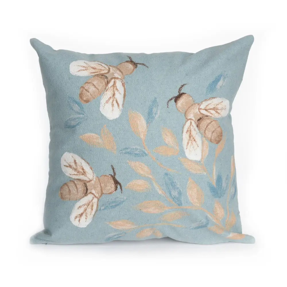 Liora Manne Visions III Bees Indoor/Outdoor Pillow Aqua 20