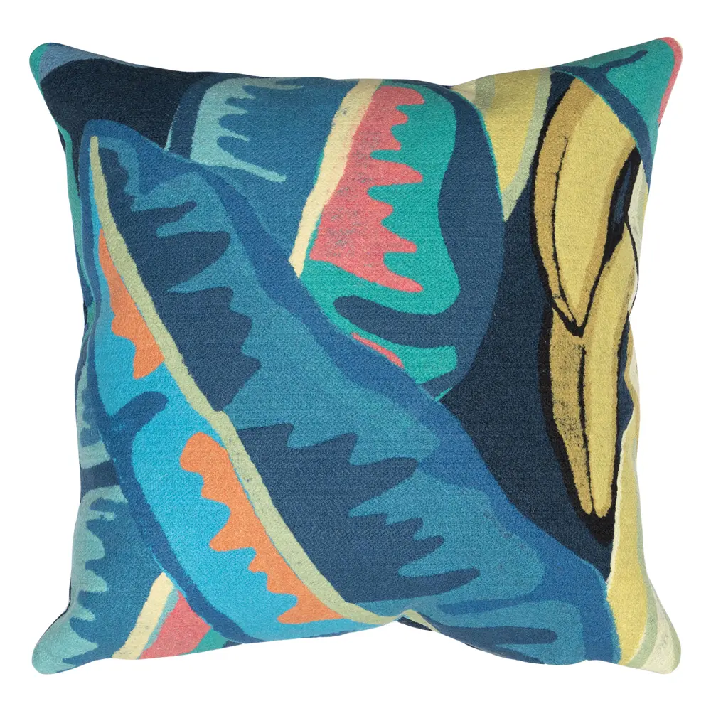 Liora Manne Visions III Banana Plant Indoor/Outdoor Pillow Aqua 20