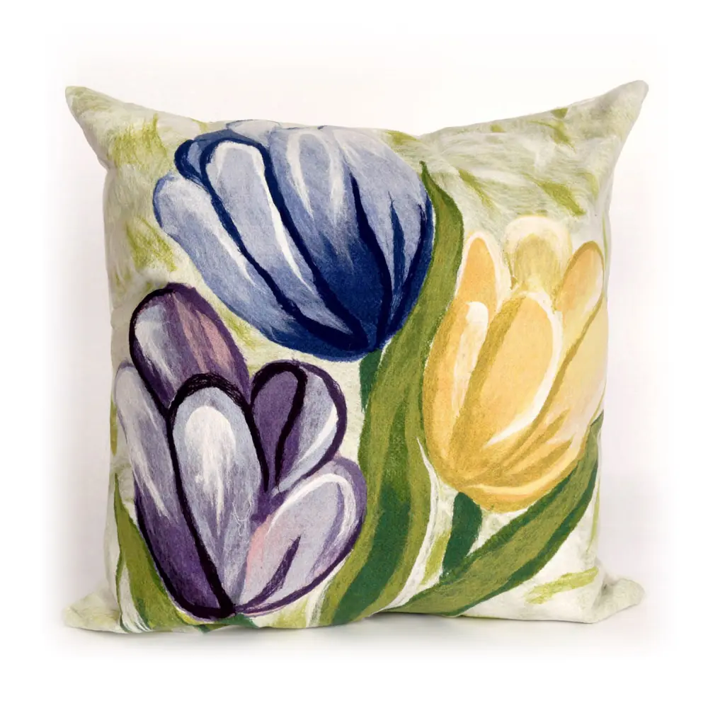 Liora Manne Visions IV Tulips Indoor/Outdoor Pillow Cool 20