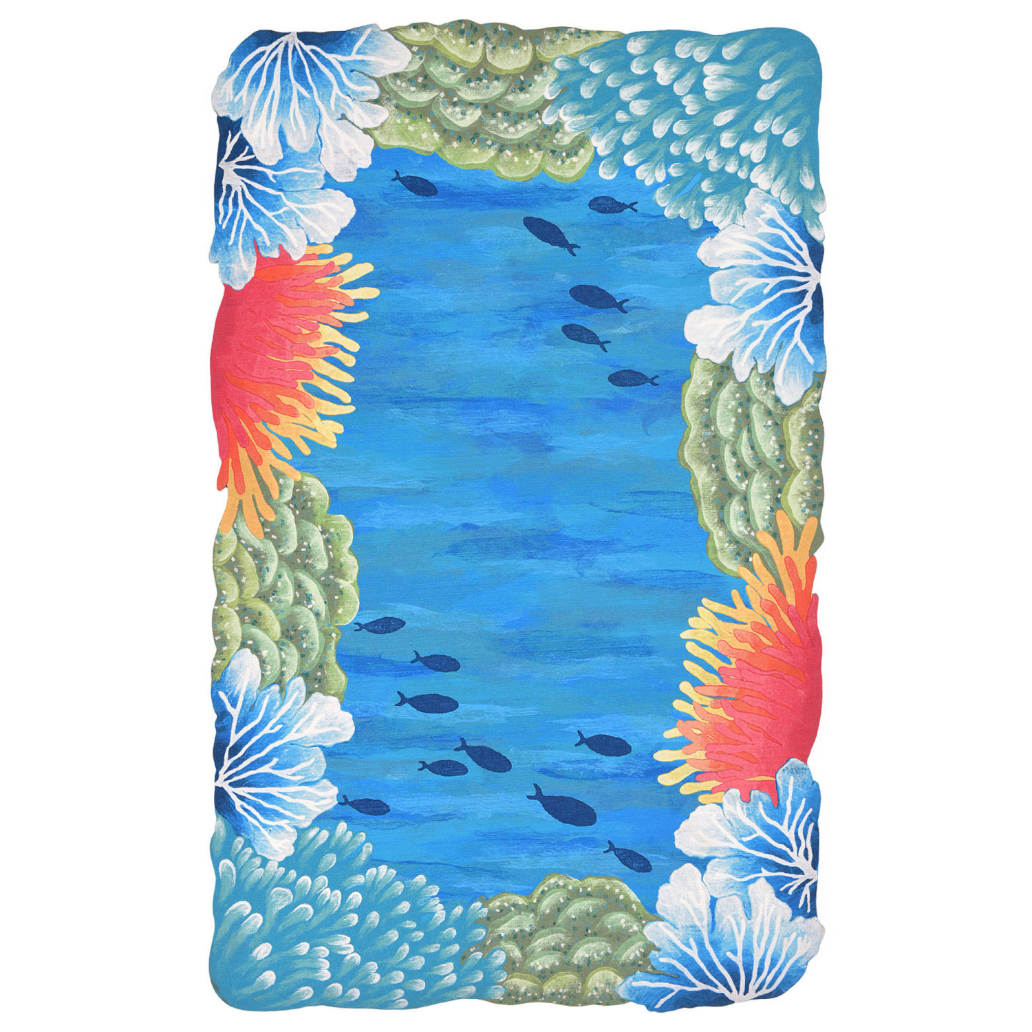 Liora Manne Visions IV Reef Border Indoor/Outdoor Area Rug Blue 5' x 8'
