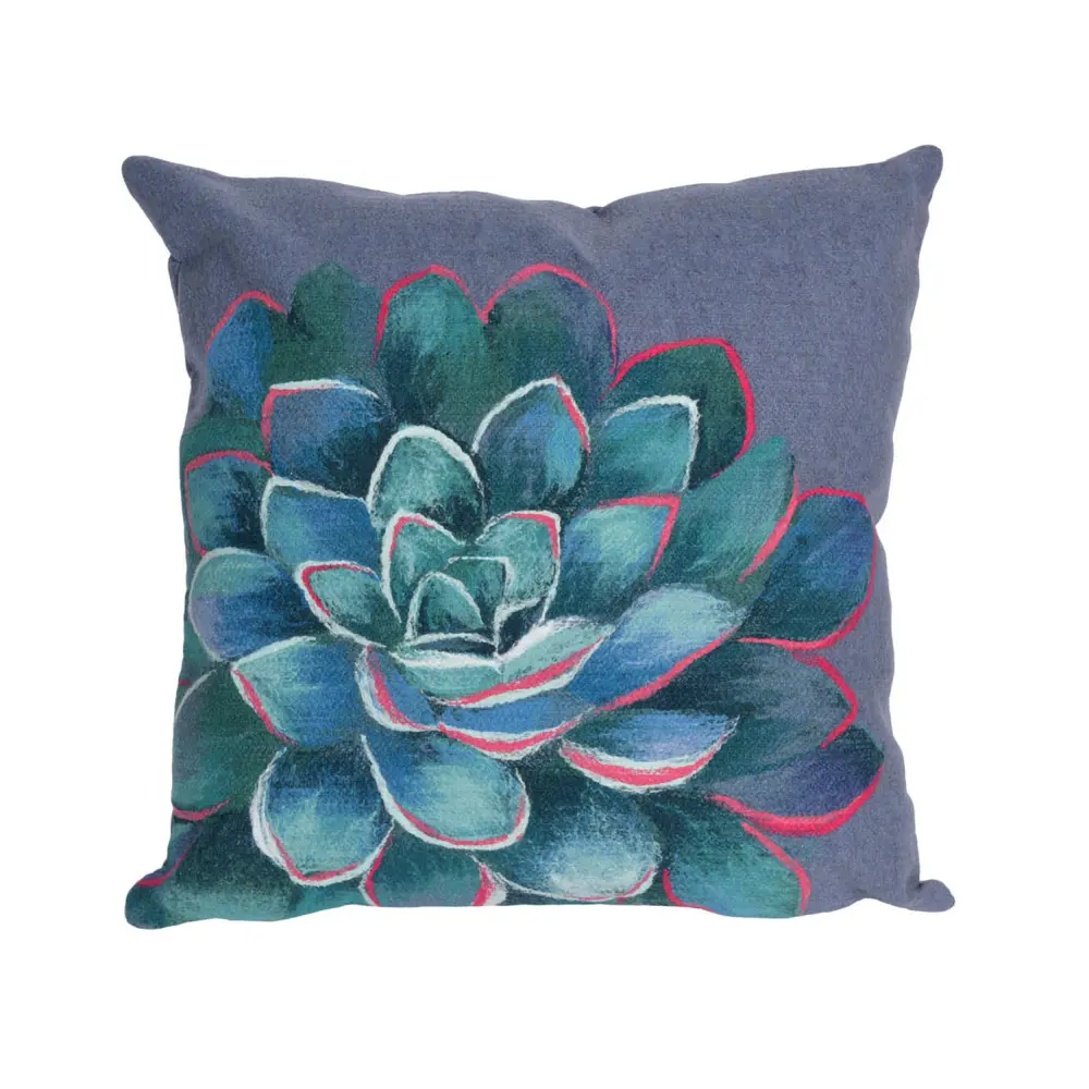 Liora Manne Visions IV Succulent Indoor/Outdoor Pillow Lapis 20