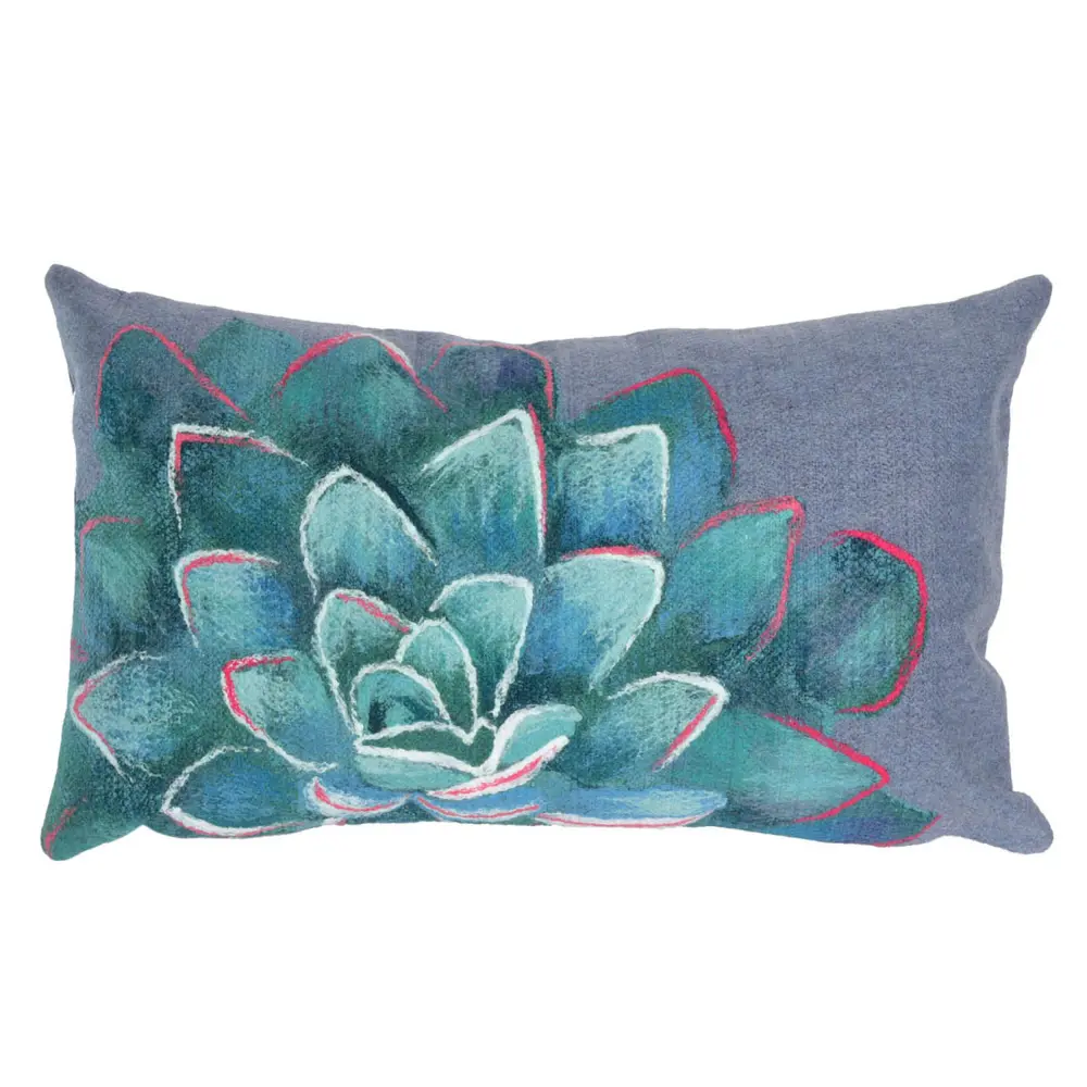 Liora Manne Visions IV Succulent Indoor/Outdoor Pillow Lapis 12