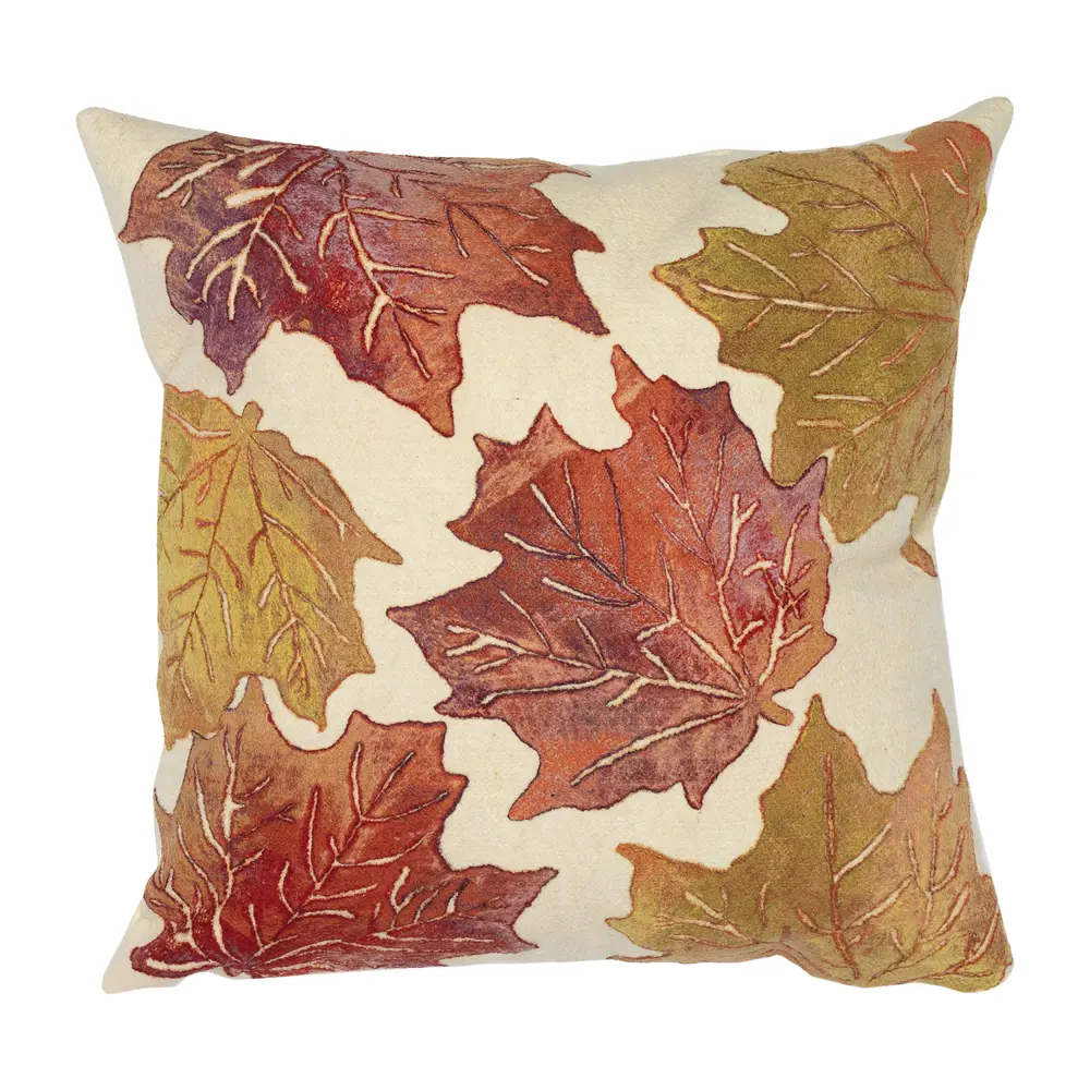 Liora Manne Visions IV Leaf Toss Indoor/Outdoor Pillow Flame Cream 20