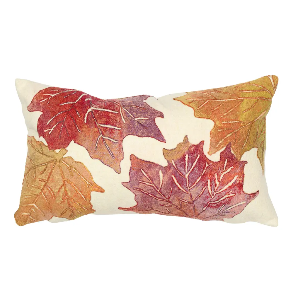 Liora Manne Visions IV Leaf Toss Indoor/Outdoor Pillow Flame Cream 12