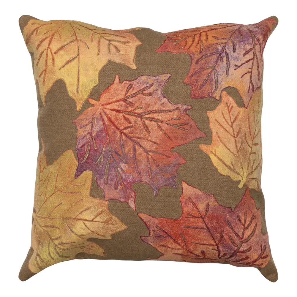 Liora Manne Visions IV Leaf Toss Indoor/Outdoor Pillow Flame Caramel 20