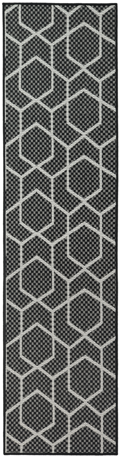 Nourison Horizon Indoor/Outdoor 2' x 6' Black Modern Rug